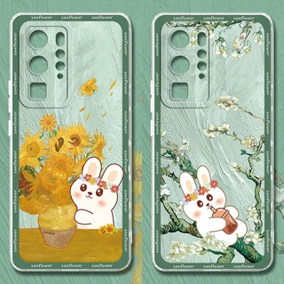 เคสมือถือ แบบนิ่ม ลายดอกทานตะวัน กระต่าย ป้องกันเลนส์ สําหรับ Realme 9 8 7 6 3 Narzo 20 Pro 5G 4G 8i 7i C17 5 5S 5i 6i C35 C31 C21Y C21 C20 C11 2021 2020 C15