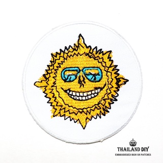 ตัวรีดติดเสื้อ ลาย พระอาทิตย์ ดวงอาทิตย์ ดวงตะวัน สุริยะ Sun wop Patch งานปัก DIY ตัวรีด อาร์ม ติดเสื้อ แจ็คเก็ต กางเกง