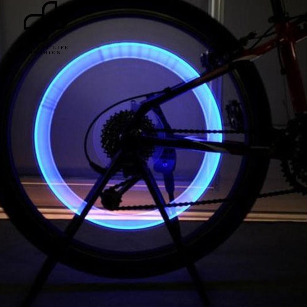 จักรยานเสือหมอบ 2Pcs ยางล้อยาง Valve Cap Blue LED Neon Flash Light Light