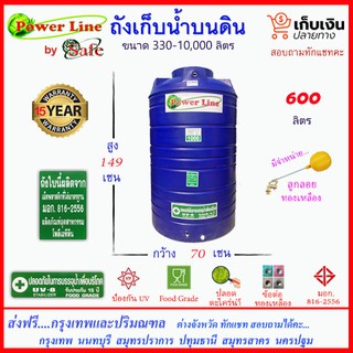 POWER LINE by SAFE-600 / ถังเก็บน้ำ สีน้ำเงิน 600 ลิตร ส่งฟรีกรุงเทพปริมณฑล