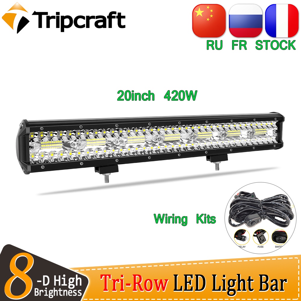 Tripcraft 3Rows LED Bar 20“20inch LED Light Bar LED Work Light 420w combo for Car Tractor Boat OffRo