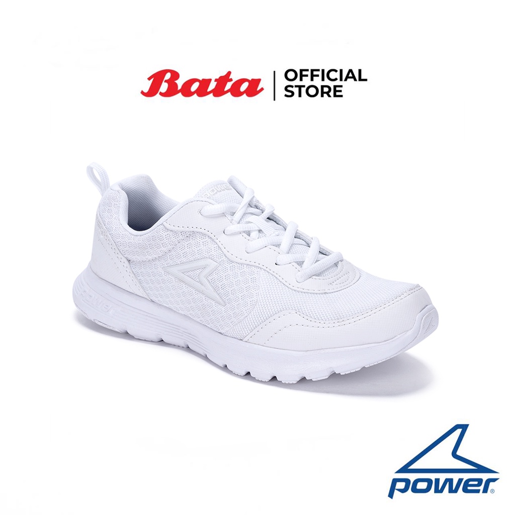 Bata บาจา ยี่ห้อ Power รองเท้าผ้าใบกีฬา พละ แบบผูกเชือก สวมใส่ง่าย รองรับน้ำหนักเท้า   รุ่น Wave Accent สีขาว 4211907