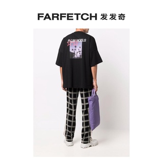 เสื้อยืดโอเวอร์ไซส์ใหม่ เสื้อยืด พิมพ์ลายโลโก้ FARFETCH Palm Angels สําหรับผู้ชายS-3XL