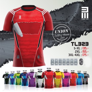 ขายส่งแพค10ตัว เสื้อกีฬาคอกลม เสื้อฟุตบอลคอกลม Three Line TL-323  Football Jersey Three Line TL-32