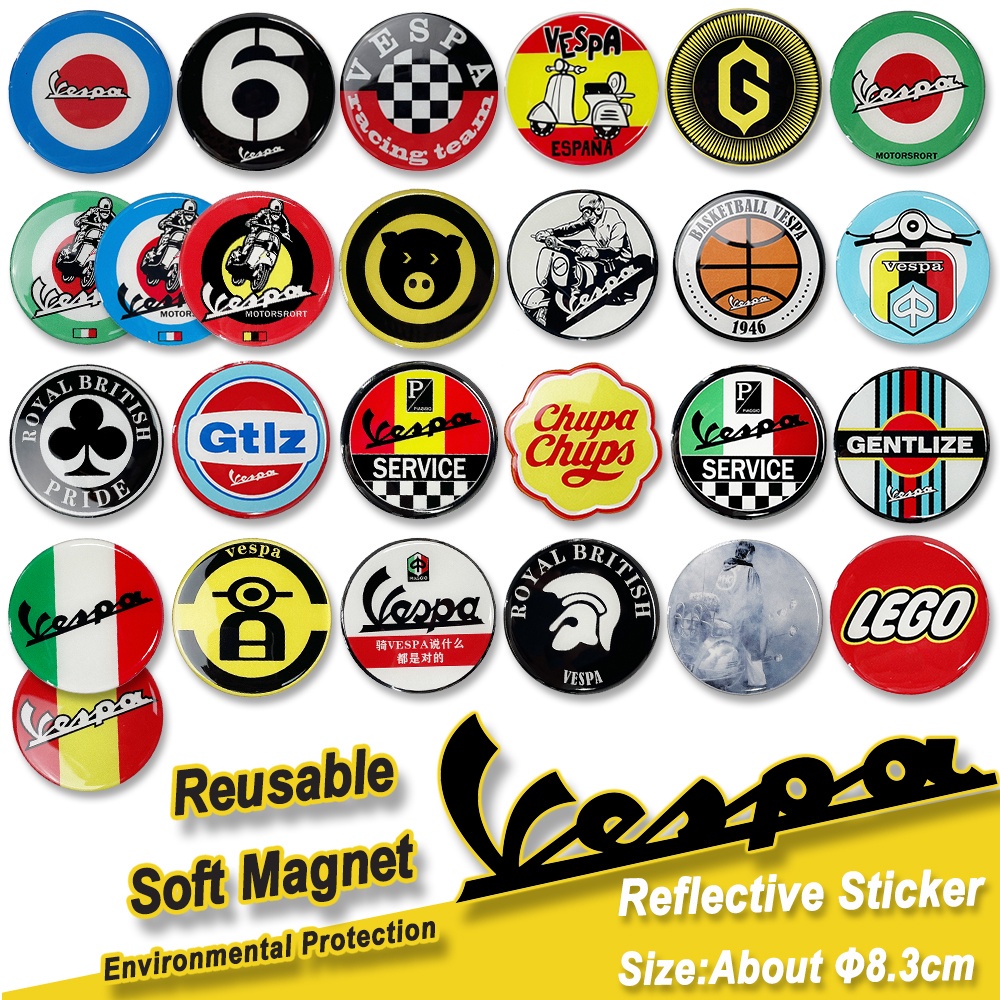 Vespa SPRINT 3D สะท้อนแสงรถจักรยานยนต์นุ่มแม่เหล็กสติกเกอร์อุปกรณ์เสริมReusable Biajo Decal