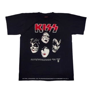 เสื้อยืดวง KISS ผ้าฟอกเฟดเก่า ป้ายbrockum งานใหม่ทำเก่า