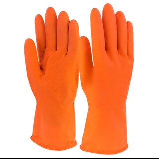 ถุงมือแม่บ้าน สีส้ม แบบหนา ยาว 30 ซม. (2 คู่ ต่อ ออเดอร์)