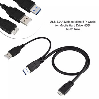 Dual USB 3.0 A ชาย Micro-B ชาย + ชาย + ชายแหล่งจ่ายไฟสาย Y สำหรับฮาร์ดดิสก์ไดรฟ์