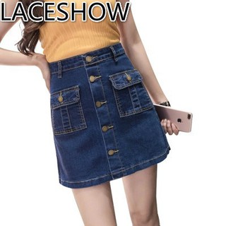 【LACESHOW】เอว 34-38" เสื้อผ้าไซส์ใหญ่ bigsize : กระโปรงยีนส์ ไซส์ใหญ่