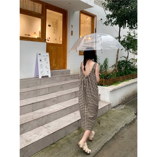 พร้อมส่ง 🥐🥂 🥨 gingham vest dress C3042 เดรสยาวแขนกุด เดรสยาวลายสก็อต