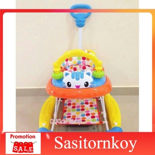 sasitornkoy รถหัดเดินราคาถูก รถหัดเดินเด็กอ่อน หม่ล่าสุดคันใหญ่ ปรับระดับได้ ปรับโยกเยกได้ มีร่ม สีฟ้าส้ม รถหัดเดินวงกลม