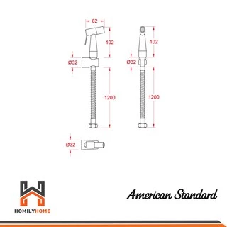 American Standard ชุดสายฉีดชำระ สแตนเลส ไม่รวมสต๊อปวาล์ว รุ่น A-4900-ST
