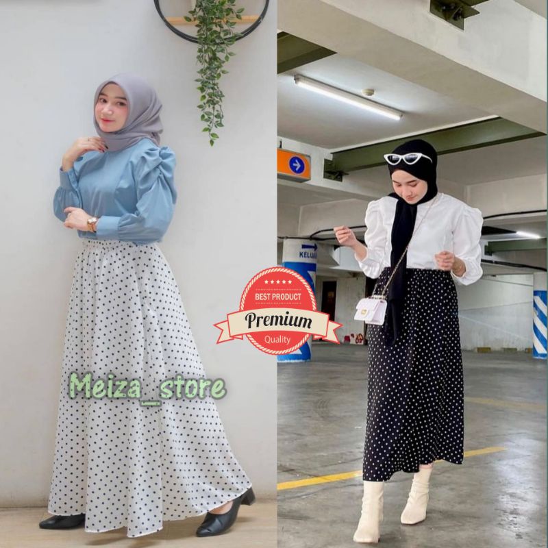 กระโปรงยาว ลายจุด LIPIT POLKADOT สไตล์เกาหลี