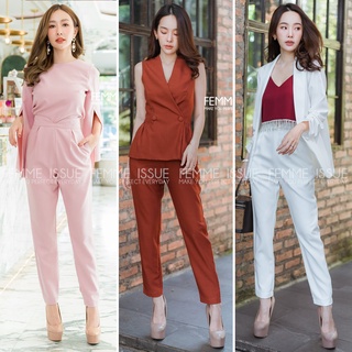 ⭐️FEMME ISSUE⭐️PANT กางเกง9ส่วน กางเกงขาเดฟ กางเกงผ้าพื้น กางเกงขาเดฟปกบัว ‼️ งานป้าย Femmeissue