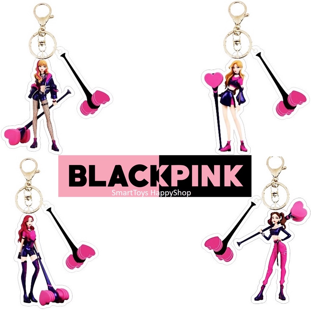 BlackPink Figure Mini Acrylic Keychain Special Edition เซ็ตฟิกเกอร์พวงกุญแจอะคริลิคสุดน่ารักจากนักร้องสาววงแบล็คพิ้งค์