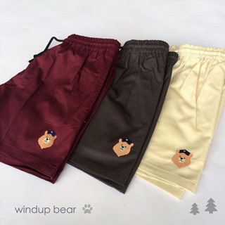 Basic shorts กางเกงขาสั้นเอวยางยืด - Brown bear