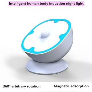 โคมไฟพกพา โคมไฟติดผนัง หมุนได้ โคมไฟสมาร์ท Body Induction โคมไฟ Led Night Light USBชาร์จไฟโคมไฟควบคุม360องศา