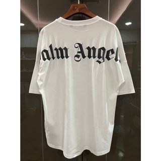 PALM ANGELS PA LOGO PRINT COTTON T-SHIRT IN BLACK เสื้อยืดคอกลมแขนสั้น แบรนด์ปาล์มแองเจิล ผ้าคอตตอนสีดำ สกรีนตัวหนังสือ