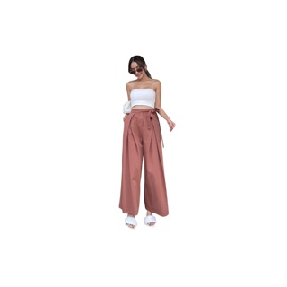 FLAT2112 FW0010 : THE BAHAMAS TROUSERS กางเกงขายาวผ้าฝ้ายมีสายผูกเอว