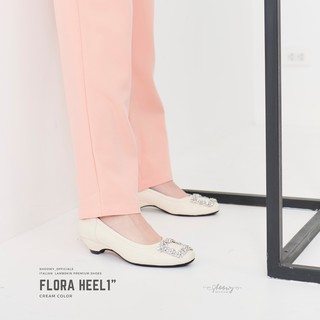 รองเท้าหนังแกะ รุ่น Flora heel 1" Cream color (สีครีม)