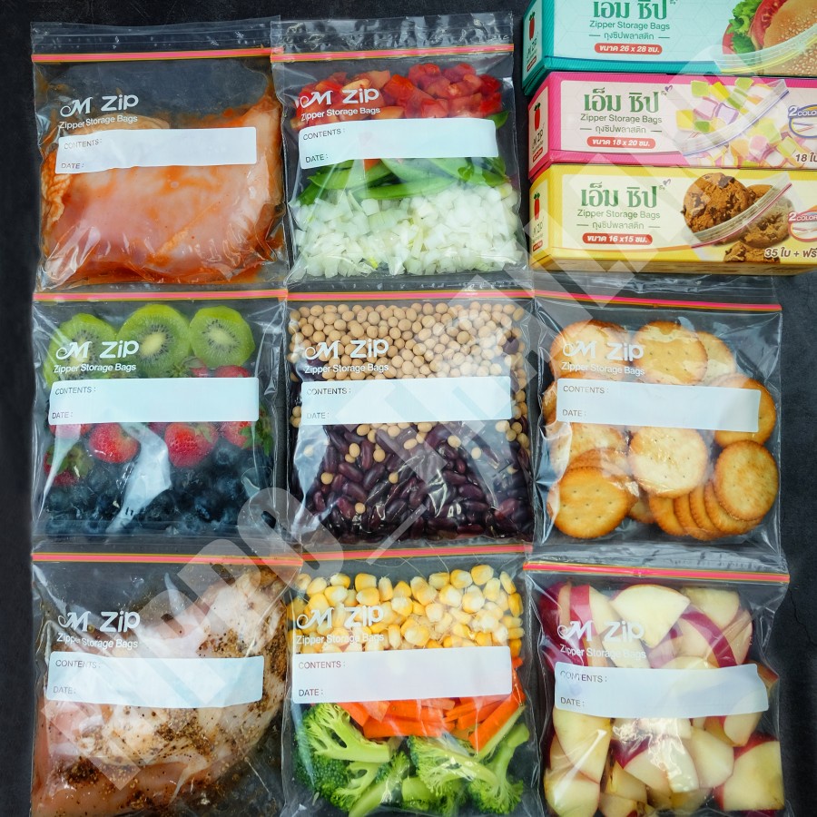 ถุงซิป  เอ็ม ซิป  ใส่อาหาร บรรจุ 21 ใบ18x20 ซม.