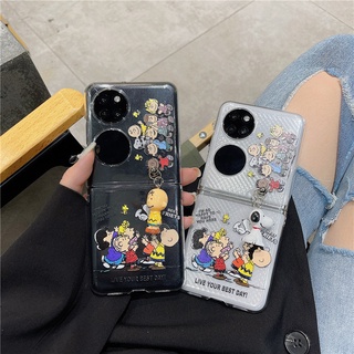 ใหม่ เคสโทรศัพท์มือถือ PC แข็ง แบบใส กันกระแทก ลายการ์ตูนสนูปปี้ สําหรับ Huawei P50 Pocket 4G P50