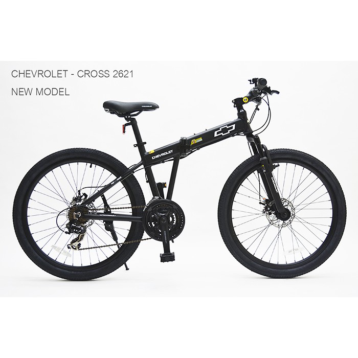 (ใส่โค้ด SUN423DA ลด 70.- ไม่มีขั้นต่ำ)Chevrolet Folding bike จักรยานเสือภูเขา พับได้ รุ่น Cross 2621 (สีดำด้าน)