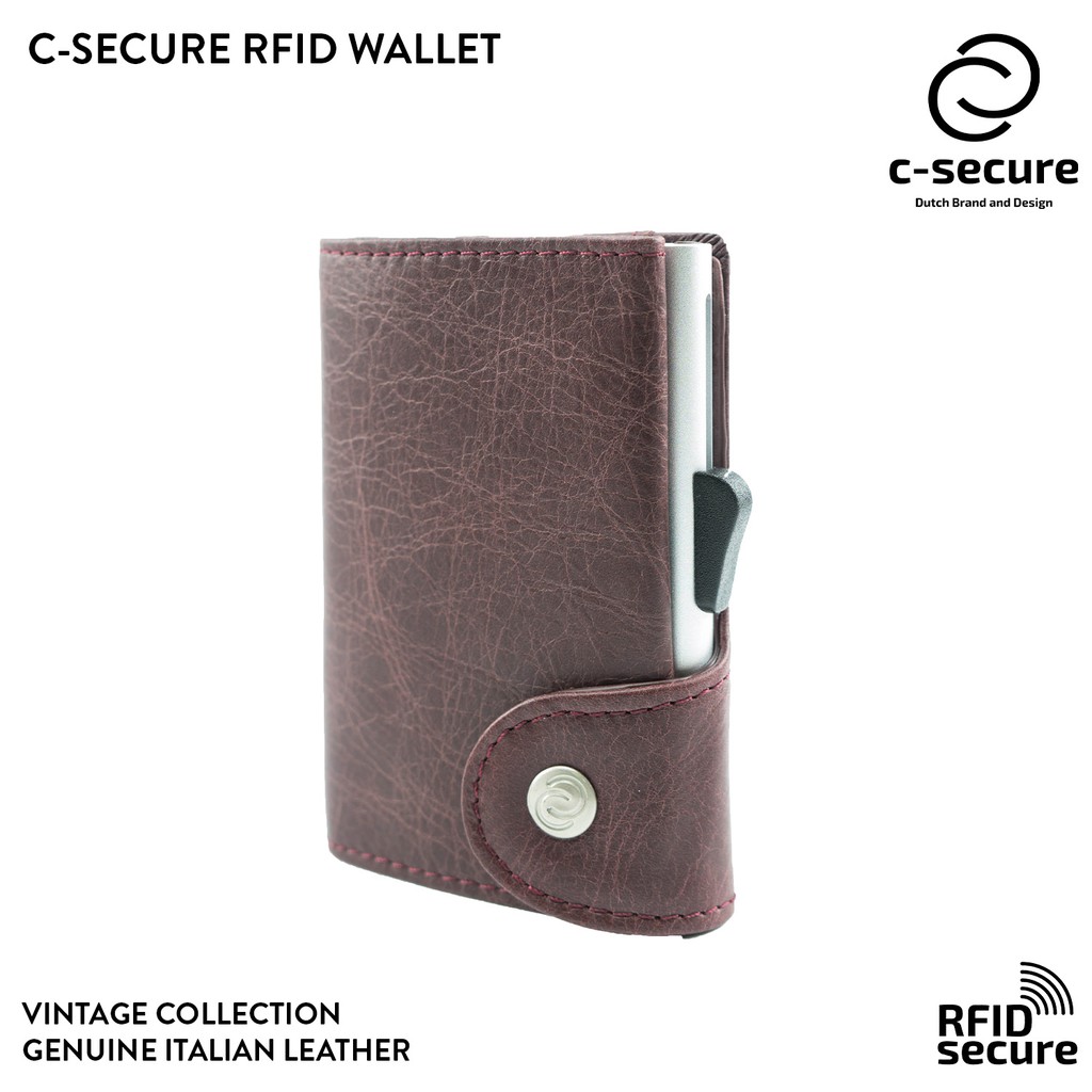 C-SECURE กระเป๋าใส่บัตร กระเป๋าสตางค์ (RFID Protection) รุ่นหนังแท้ ...