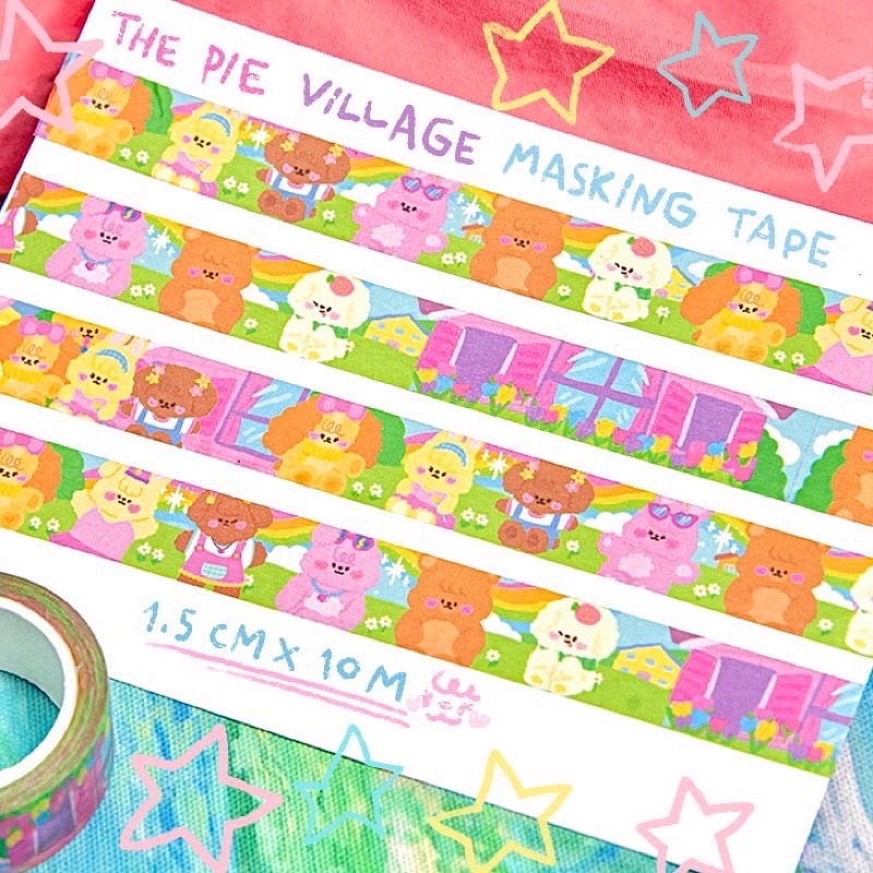 เทปกระดาษน่ารักสดใส The Pie Village Masking tape