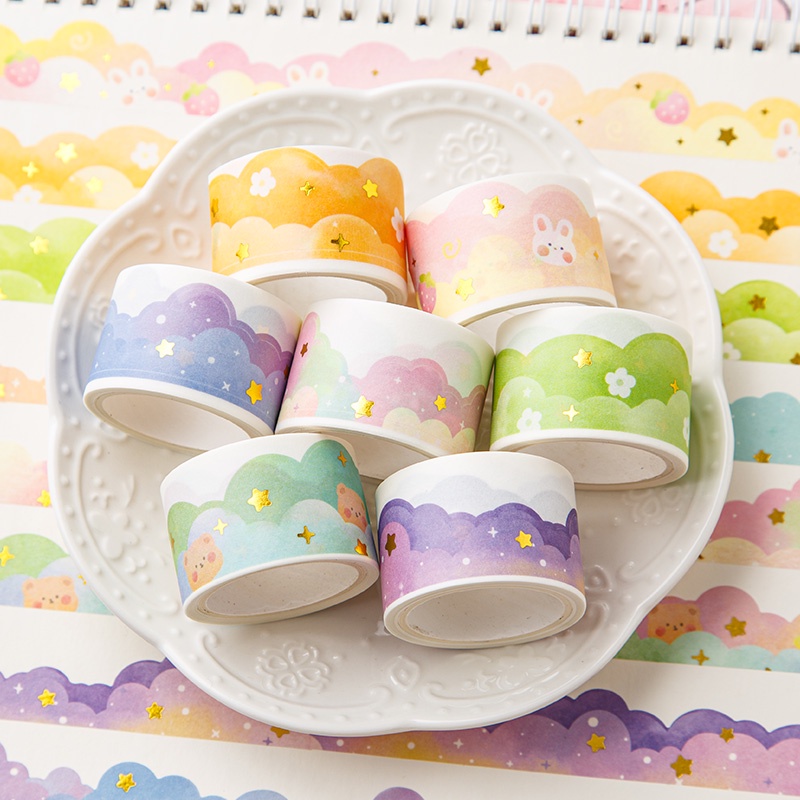 สติกเกอร์เทป ลายการ์ตูนก้อนเมฆ สีบรอนซ์ 3 เมตร สําหรับตกแต่ง DIY