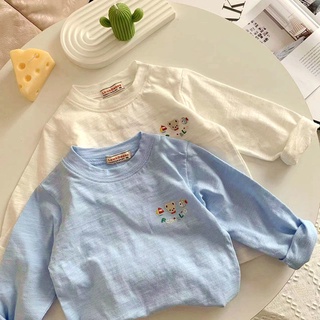 【 Babycat 】 พร้อมส่ง ขายดี เสื้อยืดแขนยาว สไตล์ญี่ปุ่น เกาหลี เรียบง่าย ฤดูใบไม้ร่วง สําหรับเด็กผู้ชาย