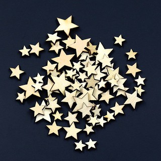 🔥100Pcs Mixed Star Shape ปุ่มไม้ DIY สมุดฝากข้อความหัตถกรรมปุ่มตกแต่งเสื้อผ้า