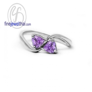 Finejewelthai-แหวนอะเมทิสต์-อะเมทิสต์-แหวนพลอย-แหวนเงินแท้-พลอยประจำเดือนเกิด-Amethyst-Silver-Ring-Birthstone-R1159pd