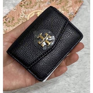 งาน Shop   ToryBurch  Kira Mixed Materials Trifold Mini Wallet ขนาดกระทัดรัดพกพาสะดวก สีดำสวย