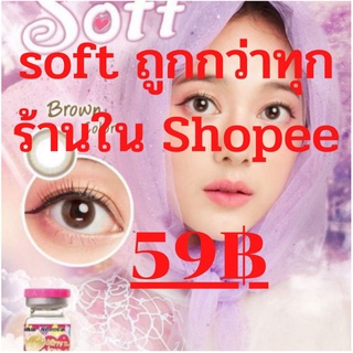 คอนเทคเลนส์ Mini Soft Brown , Gray คอนแทคเลนส์ kitty Kawaii มีสายตาปกติถึง-500