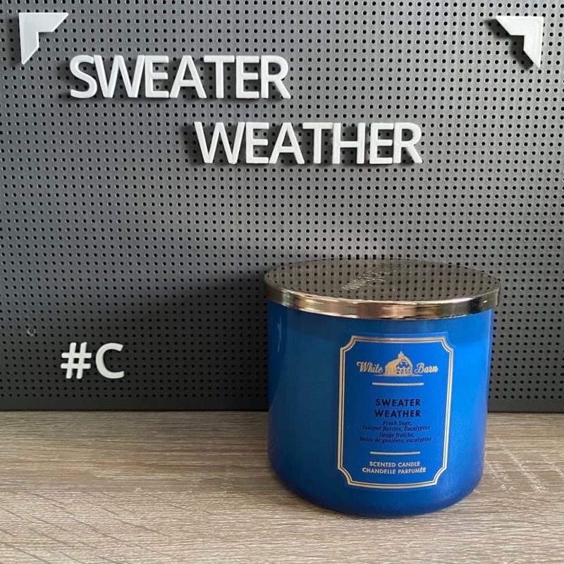 (แท้100%) Bath&amp;BodyWorks Sweater Weather เทียนหอม3ไส้ BBW กลิ่น สเวตเตอร์เวเธอร์