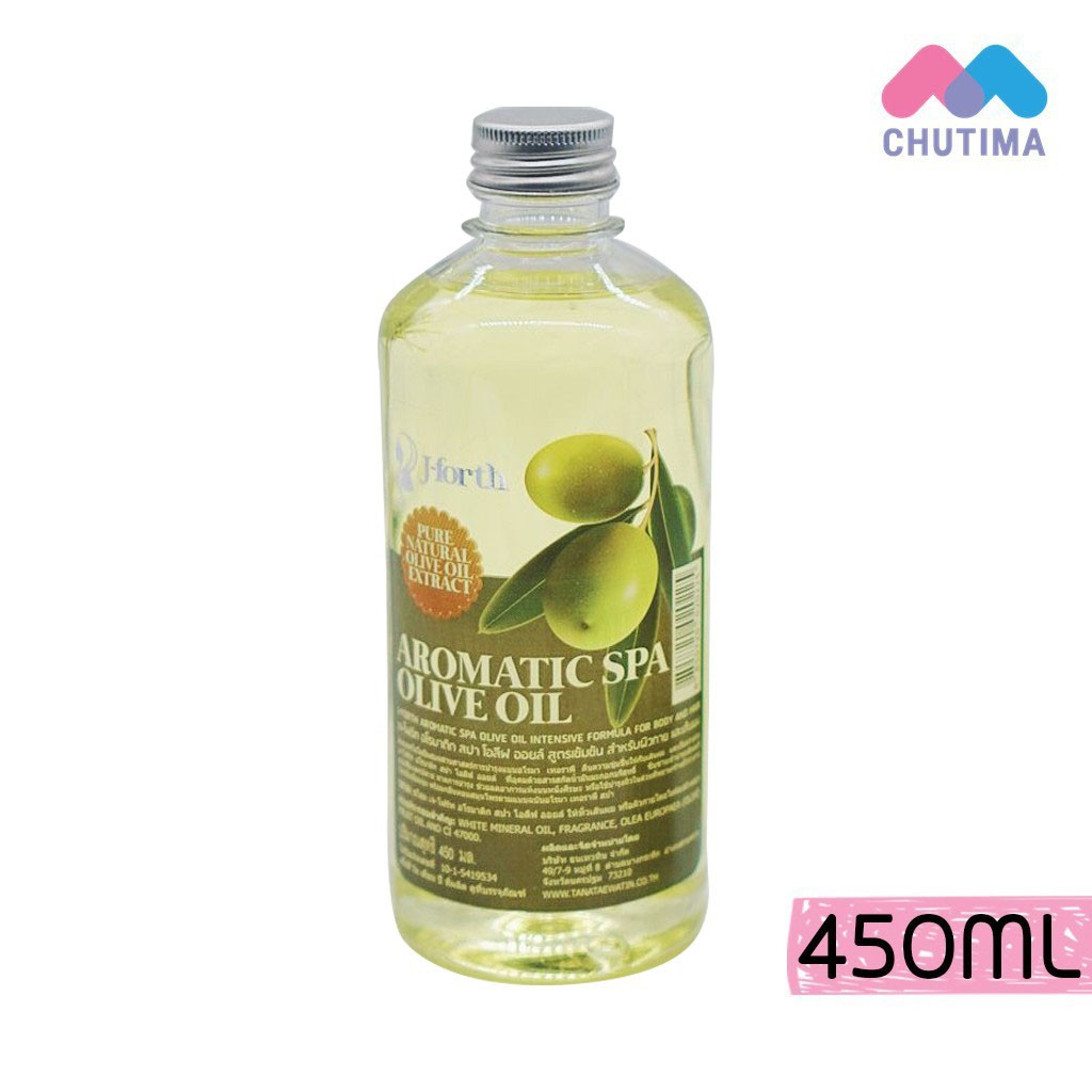 เจ-โฟร์ท น้ำมันนวดตัว น้ำมันมะกอก บำรุงผม สูตรเข้มข้น ขนาด 450 มล. J-Forth Aromatic Spa Olive Oil 450 ml.