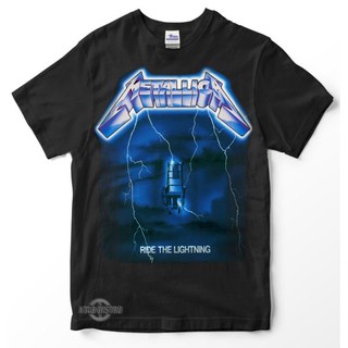 ผ้าฝ้ายคอกลมเสื้อยืดพรีเมี่ยม พิมพ์ลาย METALLICA RIDE THE LIGHTNING METALLICA สําหรับผู้ชาย และผู้หญิงfrom S-4XL