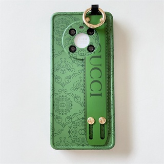 GUCCI &lt;HUAWEI Case&gt; เคสโทรศัพท์มือถือ ลายดอกไม้ สีเขียวกุชชี่ พร้อมสายคล้อง และขาตั้ง สําหรับ P50PRO P40PRO P30PRO MATE40PRO MATE30PRO