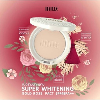 ของแท้/พร้อมส่ง✅ Mille Super Whitening Gold Rose Pact SPF48 PA++ มิลเล่แป้งผสมรองพื้นสูตรไวท์เทนนิ่ง