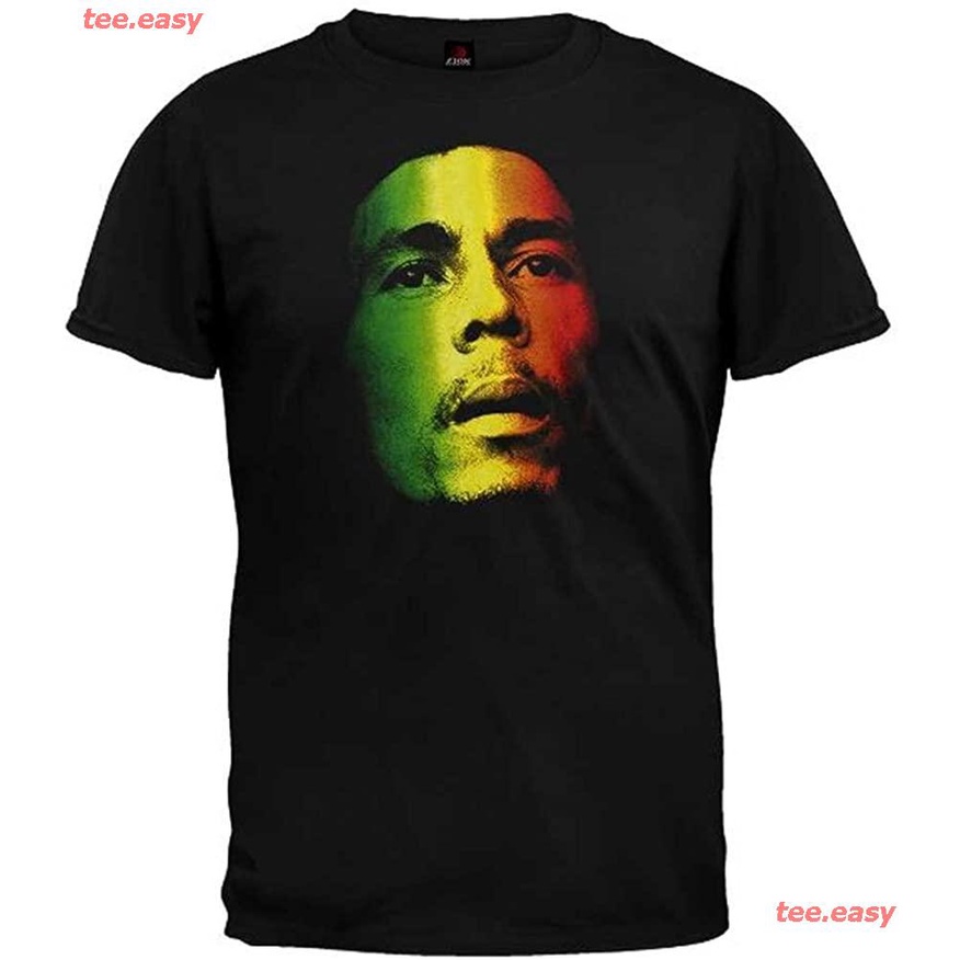 เสื้อยืดโอเวอร์ไซส์สบายๆ ภาษาญี่ปุ่น women ตลก ผ้าฝ้ายแท้ Zion Rootswear Men's Bob Marley Original T-Shirt คู่รัก เด็กผู
