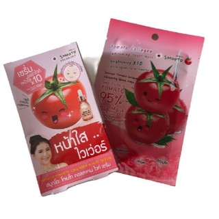 *แถมมาส์ค 1 ชิ้น Smooto Tomato Collagen white Serum 1 กล่อง 6 ซอง แถมฟรี สมูทโตะ ชีทมาร์ค มะเขือเทศ คอลลาเจน 1 ซอง