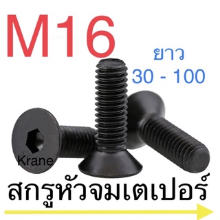 สกรูหัวจมเตเปอร์ ดำ M16 ยาว 30 - 100มิล