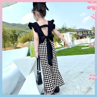 Girls summer clothes 2022 New Princess backless casual suit female baby Western style Internet celebrity fashionable two-piece suit