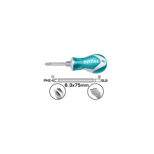 Total ไขควงสลับ(แบน-แฉก)ปลายแม่เหล็ก รุ่น THT250206 THT250216 THT250226 ( 2 in 1 Screwdriver Set )