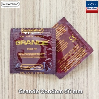 Caution Wear® Grande Condom 56 mm 5, 10 or 20 Pieces ถุงยางอนามัย รุ่น Grande Large Fit พร้อมสารหล่อลื่น Condoms คอนดอม