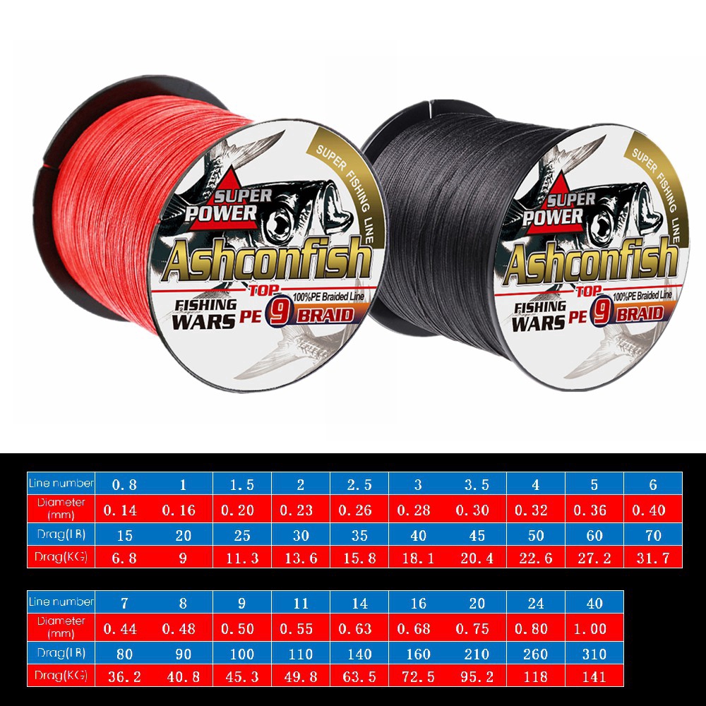 Ashconfish สาย PE ถัก9 เส้น ยาว 1000เมตร Dyneema สาย PE X9 สายเบ็ดตกปลา สีดำ สีแดง - รูปที่ 4