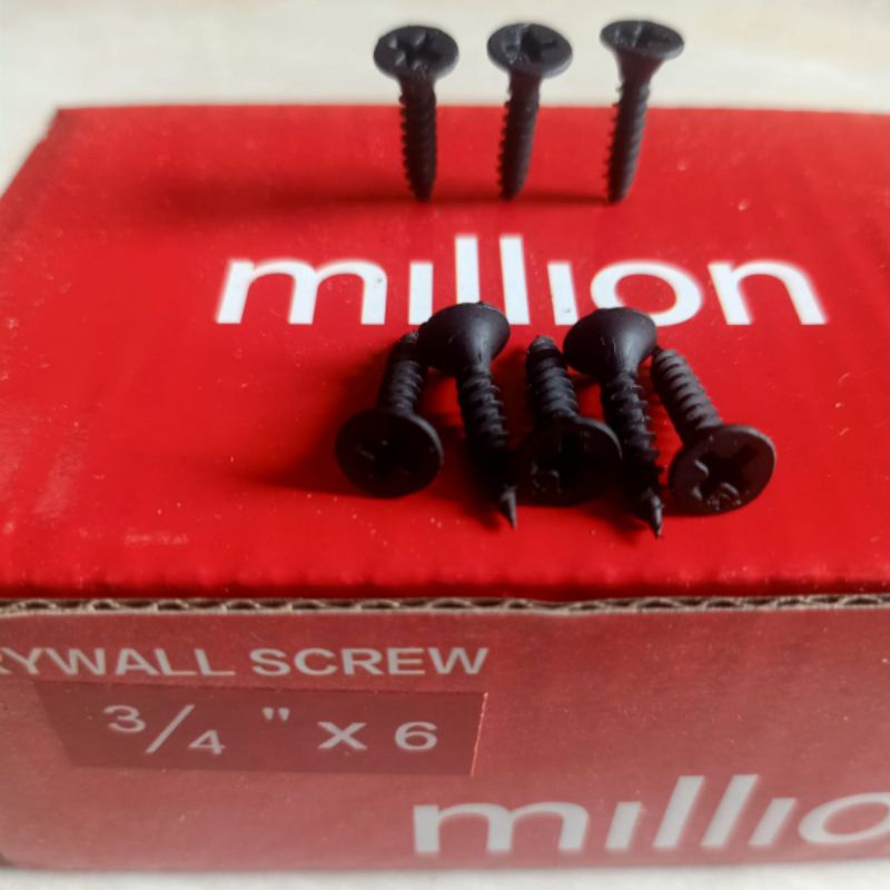MILLION GYPSUM SCREWS AVAILABLE ขนาด 3/4", 1", 11⁄4", 11⁄2", 2 ราคา 1PK WEIGHT 500gr
