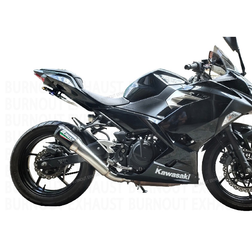 ท่อ Burnout ท่อ Ninja 250 ท่อสแตนเลส สลิปออนเส้นผ่านศูนย์กลาง 3 นิ้ว กระบอกคาร์บอน ปลาย CNC