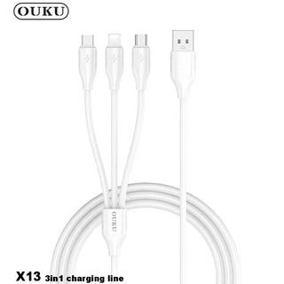 ของแท้👍🏻OUKU X13 สายชาร์จ 3in1 1m 3 หัว L/Micro/Type-C ใช้ง่าย ชาร์จเร็ว เส้นเดียวชาร์จได้ทุกเครื่อง